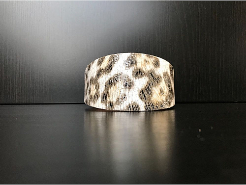 White Leopard Print - Whippet Leather Collar - Size S